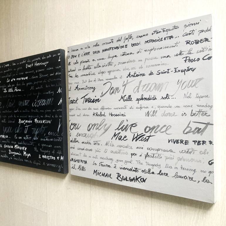 Original Black & White Language Painting by Elda Frangi