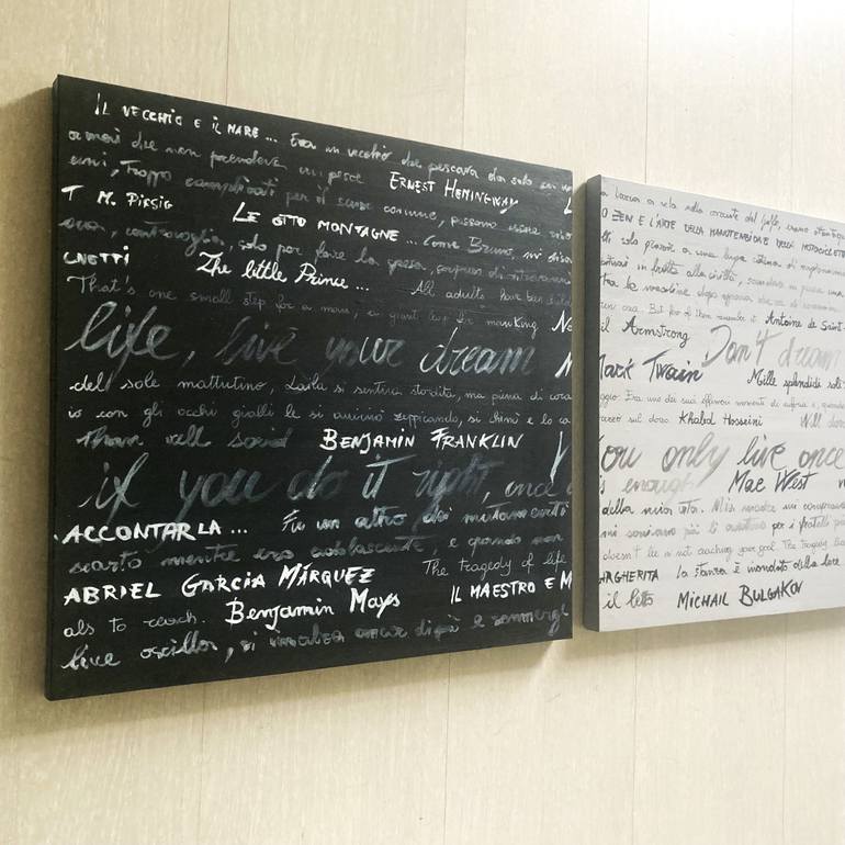 Original Black & White Language Painting by Elda Frangi