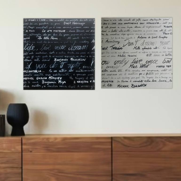 Original Black & White Language Painting by Elda Frangi