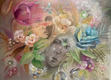 Original Portraiture Floral Painting by Elda Frangi