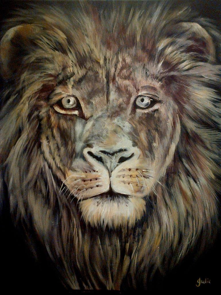 Big Five - Lion Painting by Julie James | Saatchi Art