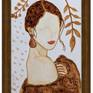 Framed Coffee Painting Woman beauty