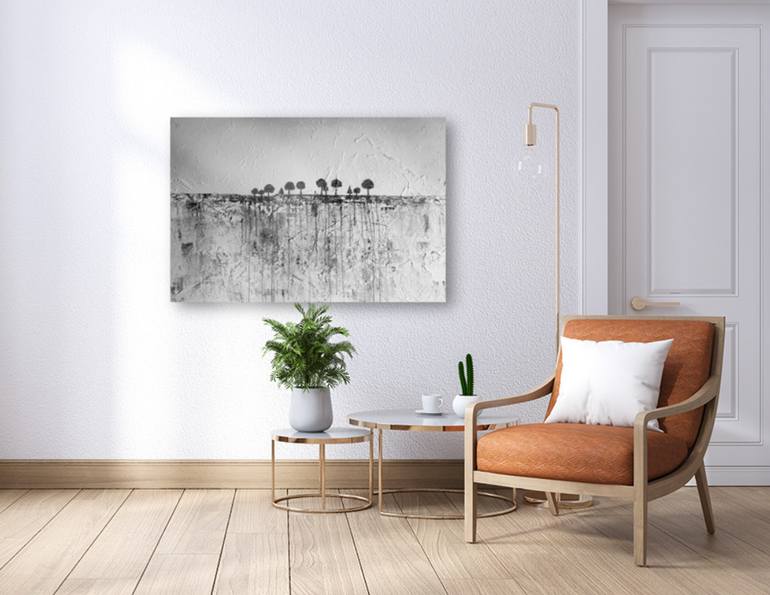 Original Black & White Abstract Painting by Fariba A
