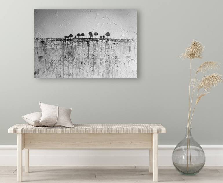 Original Black & White Abstract Painting by Fariba A