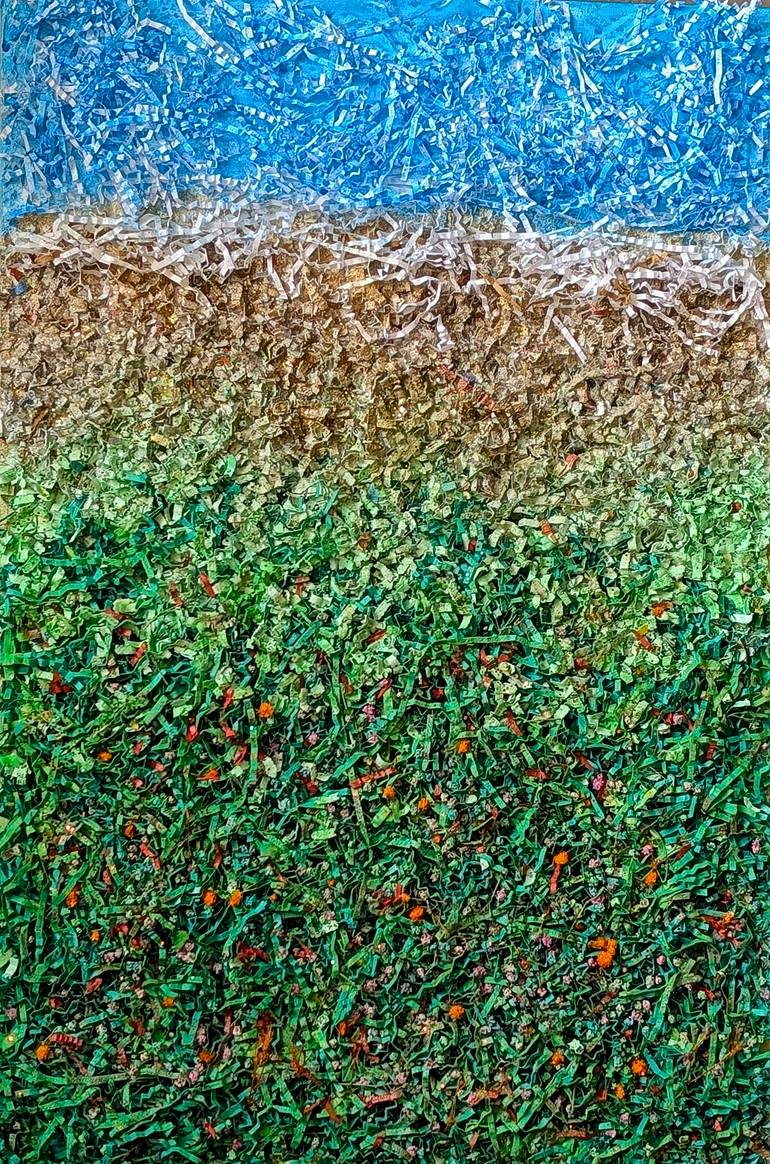 Original Landscape Mixed Media by Fariba A | Abstract Art on Canvas | Whispers of the Meadow