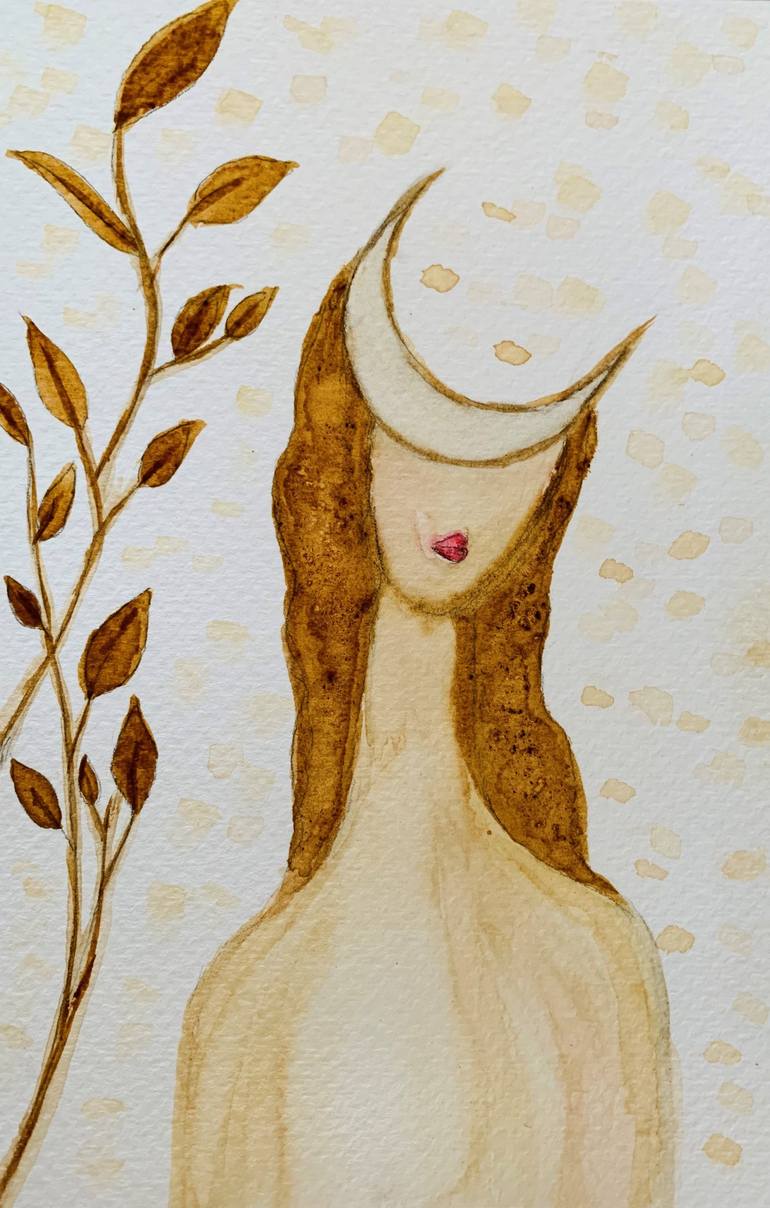 Mind like the Moon - Coffee Painting #2 Painting by Fariba A ...