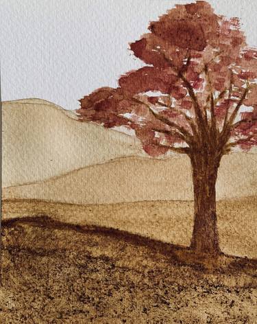 Lone Tree - Coffee Painting #4 thumb