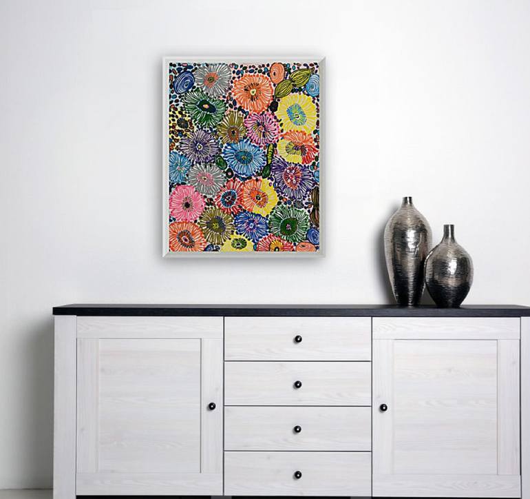 Original Abstract Floral Painting by Fariba A