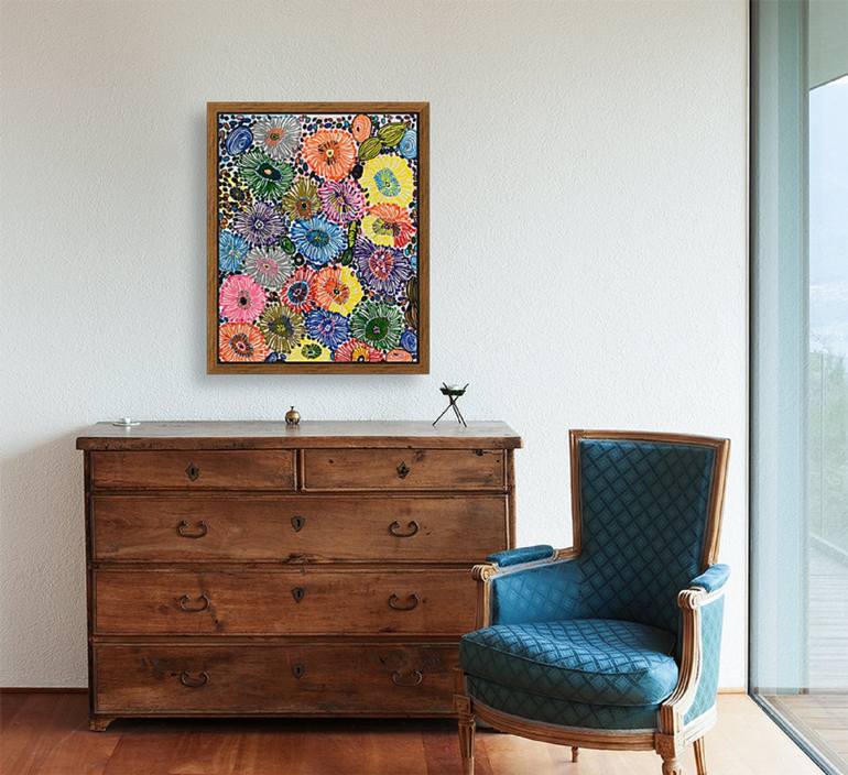 Original Abstract Floral Painting by Fariba A