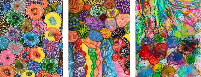 Original Abstract Floral Painting by Fariba A