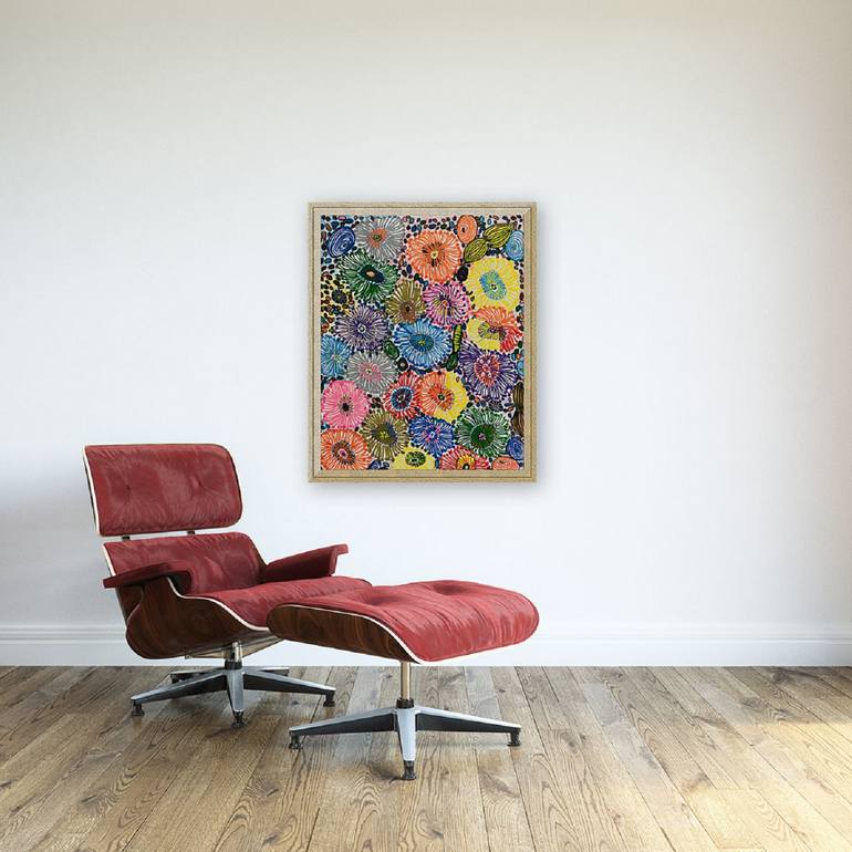 Original Abstract Floral Painting by Fariba A