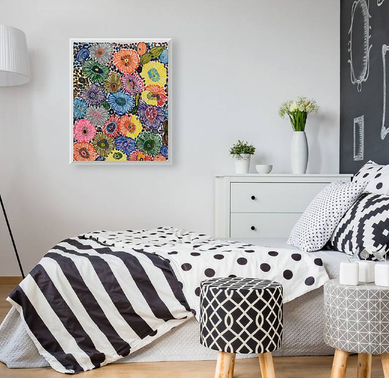 Original Abstract Floral Painting by Fariba A