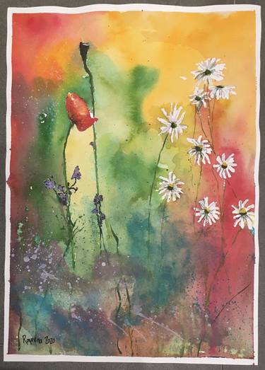 Original Floral Painting by Raveena Marks