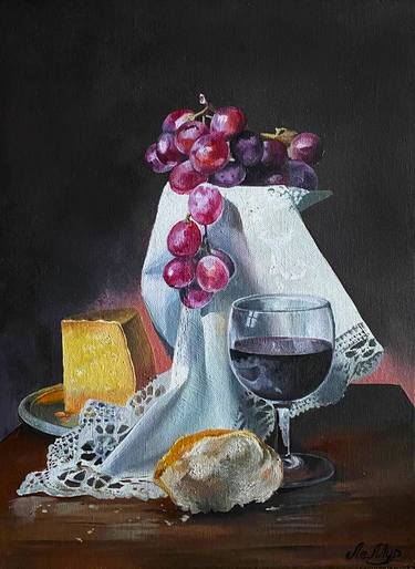 Grape Oil painting, Impasto painting, Painting for the kitchen, Still Life with Fruit thumb