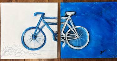 Original Art Deco Bicycle Paintings by gerta bare