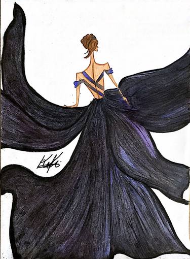 Original Art Deco Fashion Drawings by Fluffy's Art Space