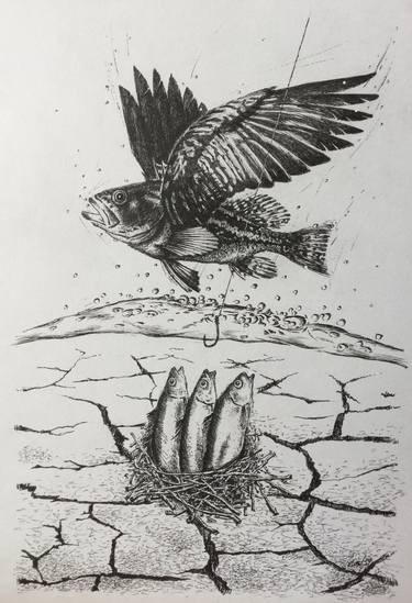 Original Fish Drawing by Aleksandr Popov