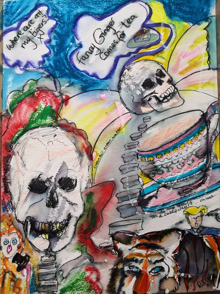 Original Abstract Fantasy Painting by Rio Charkrabarti Bitch Art