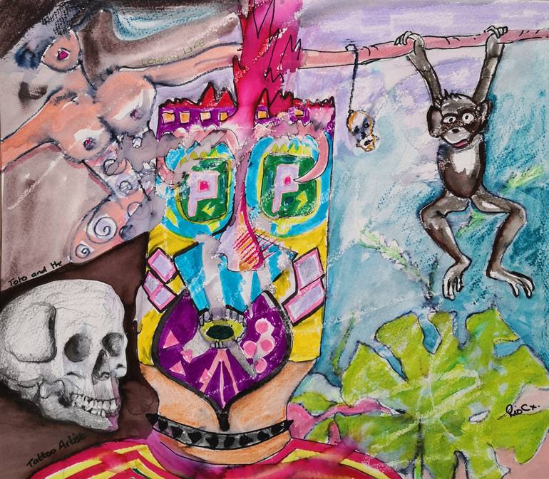 Original Abstract Humor Painting by Rio Charkrabarti Bitch Art