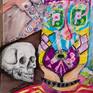 Back to my punk days at Art school. Life was just wild and fun. I was always pink and loved drawing skulls.