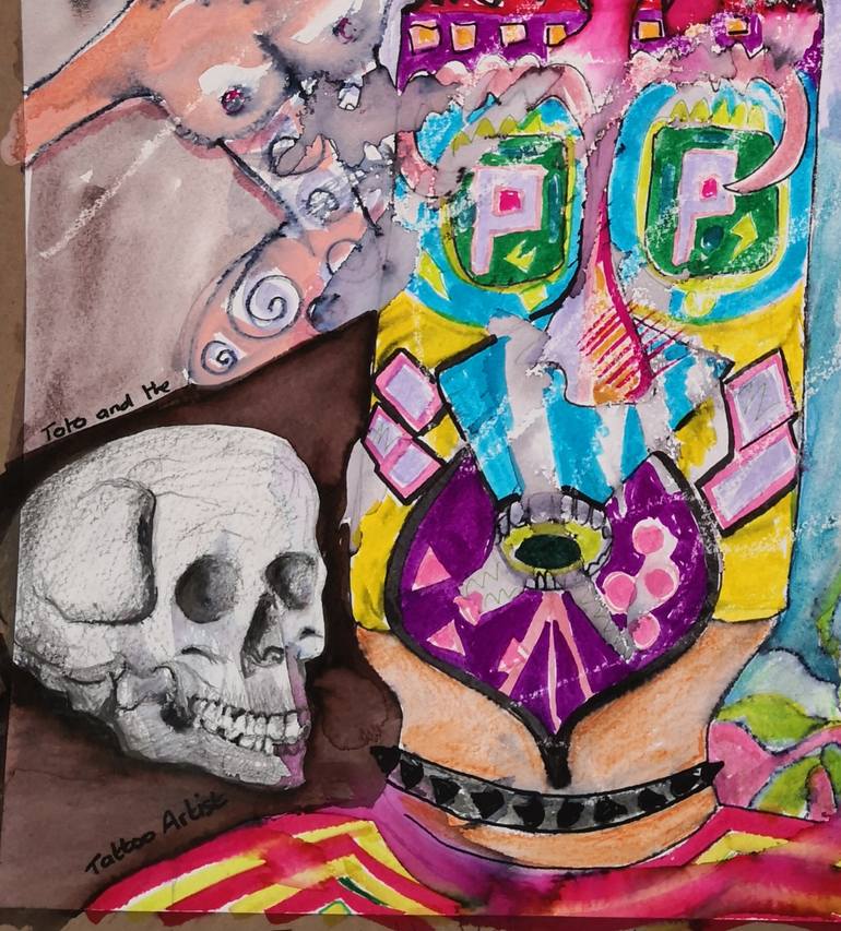 Original Abstract Humor Painting by Rio Charkrabarti Bitch Art
