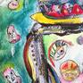 all hand painted on fine textured water colour paper. The colours are more alive in real life.