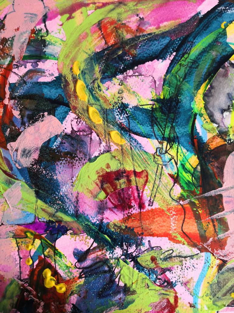Original Abstract People Painting by Rio Charkrabarti Bitch Art