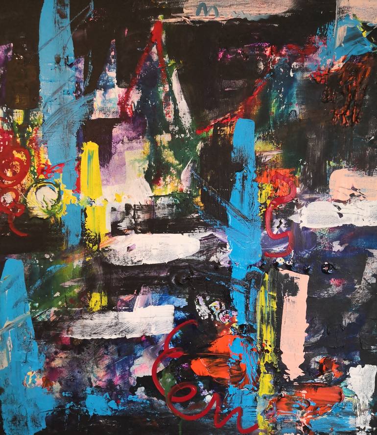 Original Abstract Expressionism Architecture Painting by Rio Charkrabarti Bitch Art