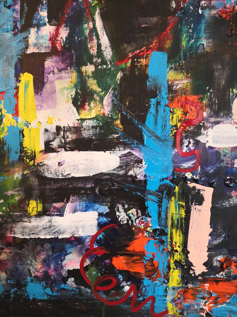 Original Abstract Expressionism Architecture Painting by Rio Charkrabarti Bitch Art