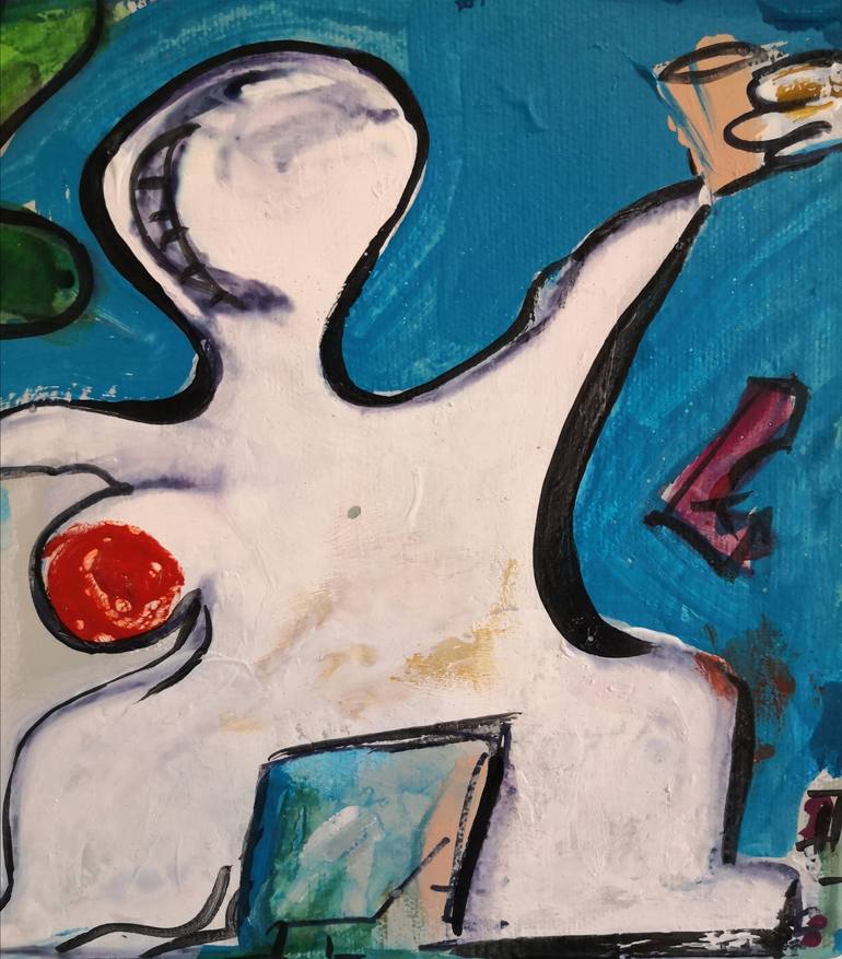 Original Abstract Sports Painting by Rio Charkrabarti Bitch Art