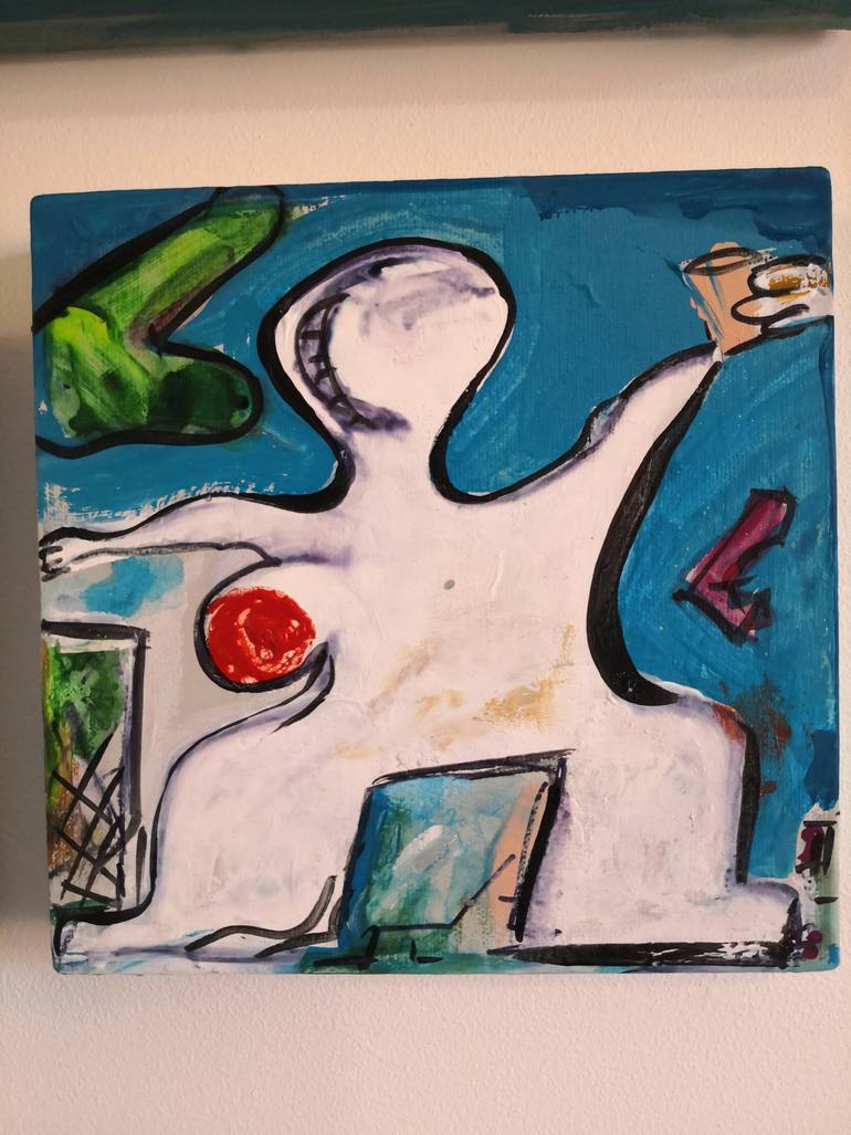 Original Abstract Sports Painting by Rio Charkrabarti Bitch Art