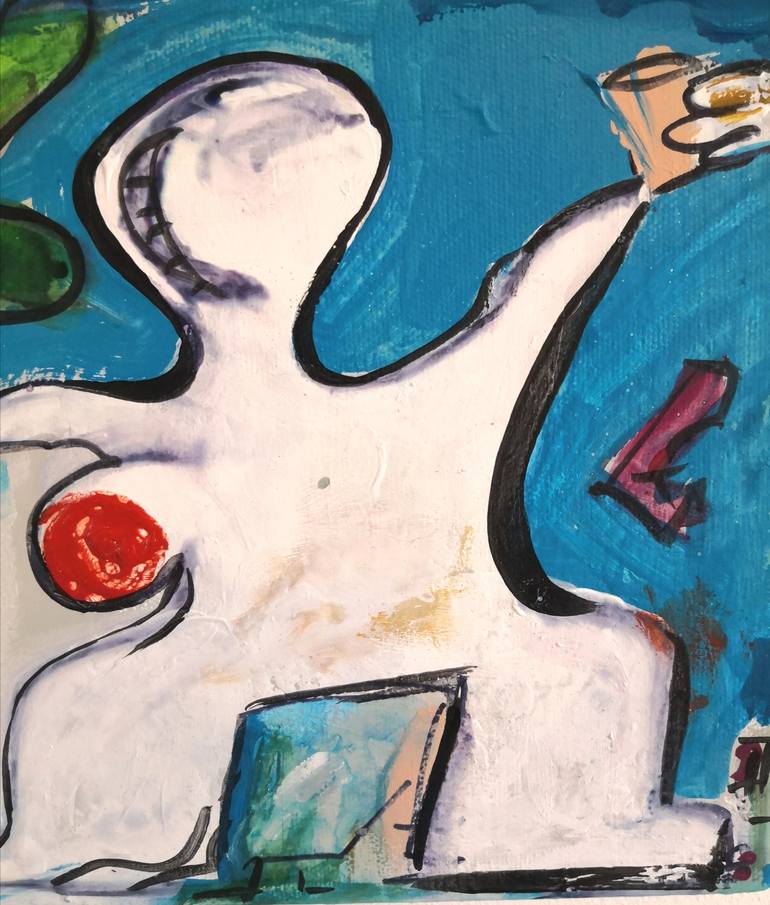Original Abstract Sports Painting by Rio Charkrabarti Bitch Art