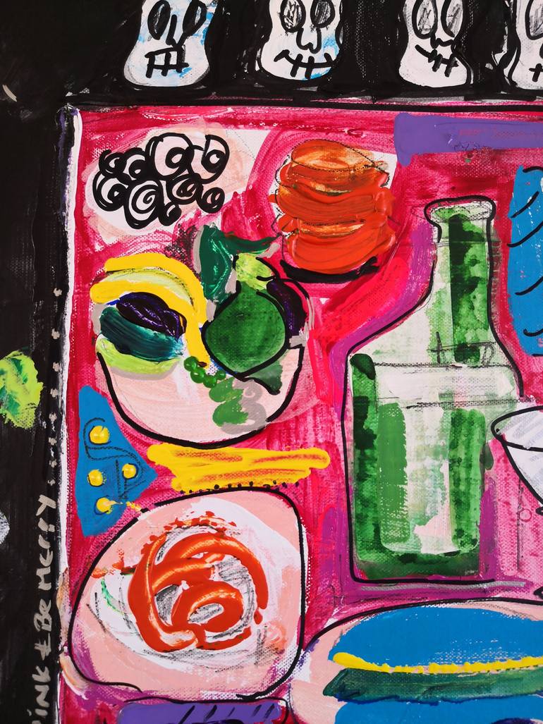 Original Abstract Expressionism Food & Drink Painting by Rio Charkrabarti Bitch Art