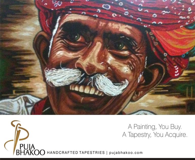 Original Folk Portrait Painting by Puja Bhakoo