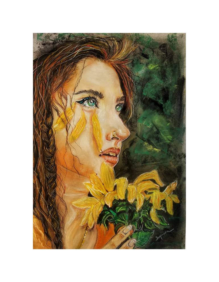 Original Abstract Expressionism Women Drawing by Suprava Swain