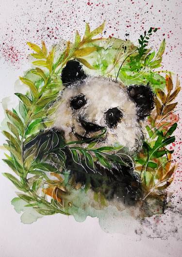 Watercolor cute panda illustration thumb