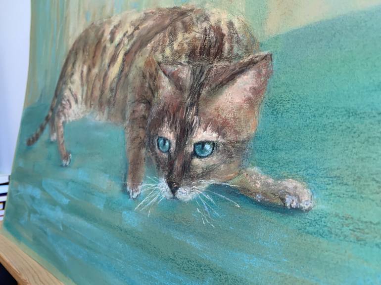 Original Abstract Expressionism Cats Drawing by Tatsiana Ilyina