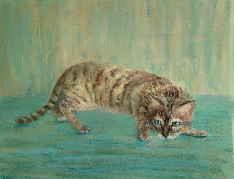 Original Abstract Expressionism Cats Drawing by Tatsiana Ilyina