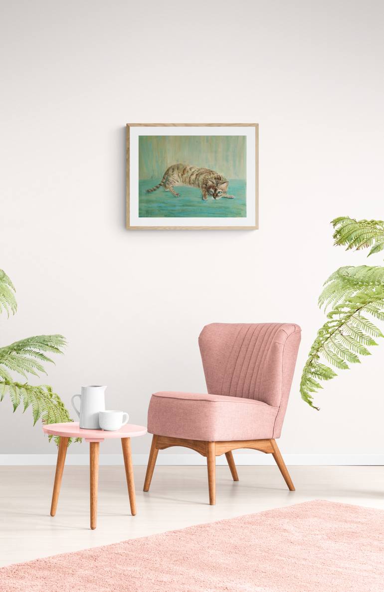 Original Abstract Expressionism Cats Drawing by Tatsiana Ilyina