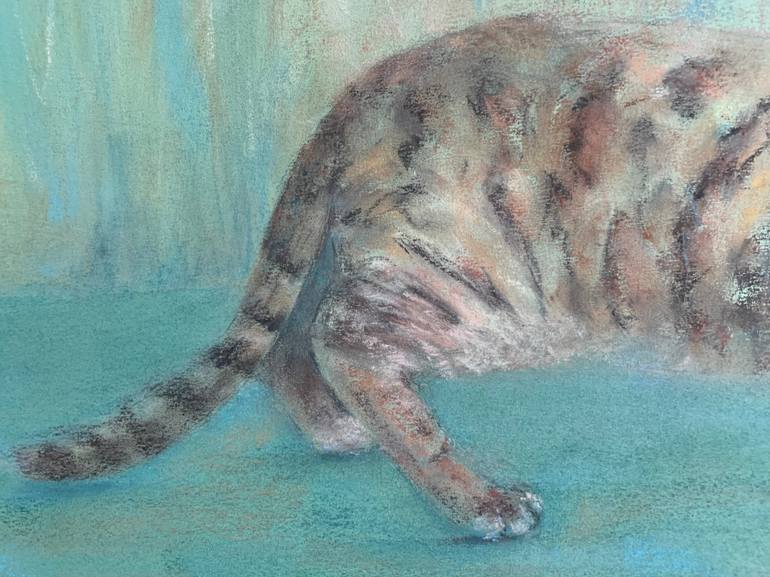 Original Abstract Expressionism Cats Drawing by Tatsiana Ilyina