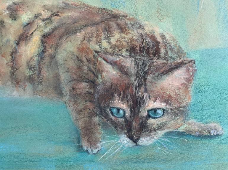 Original Abstract Expressionism Cats Drawing by Tatsiana Ilyina