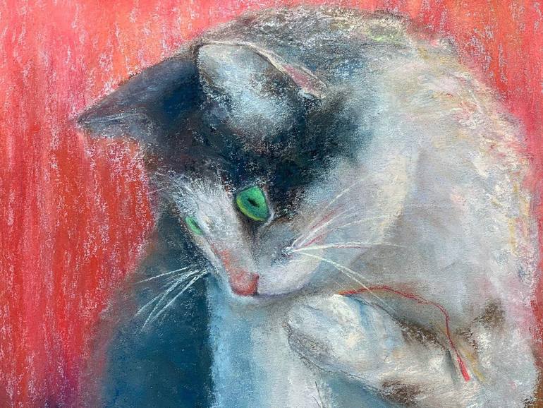 Original Expressionism Cats Drawing by Tatsiana Ilyina