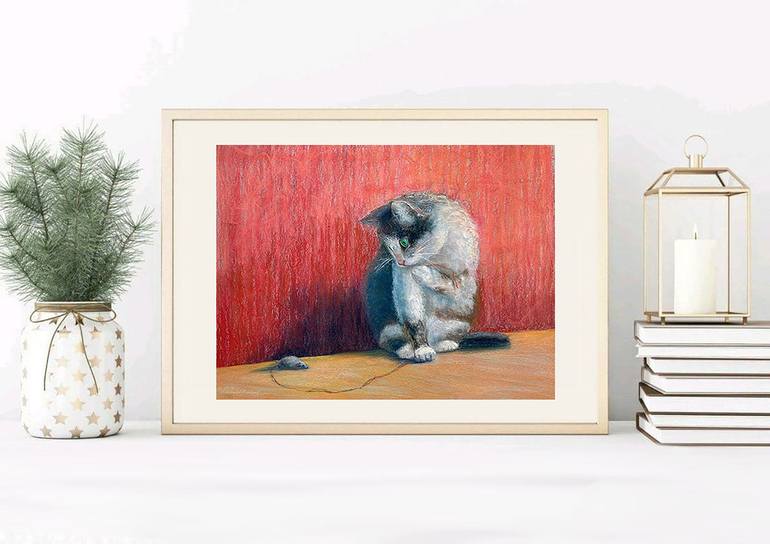 Original Expressionism Cats Drawing by Tatsiana Ilyina