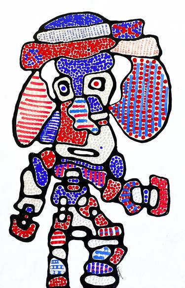 Vire-Volte, raw art acrylic painting inspired by Jean Dubuffet thumb