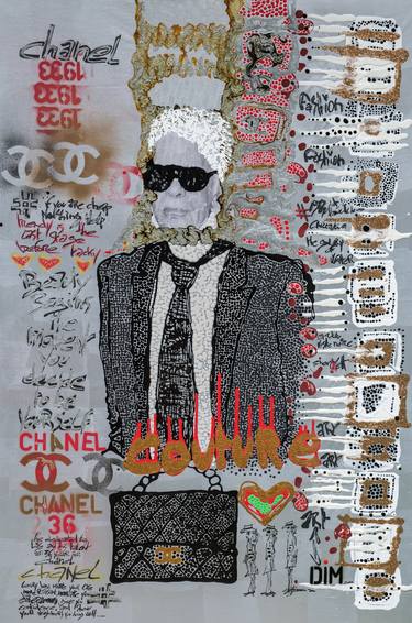 Couture, pop art painting of fashion designer Karl Lagerfeld thumb