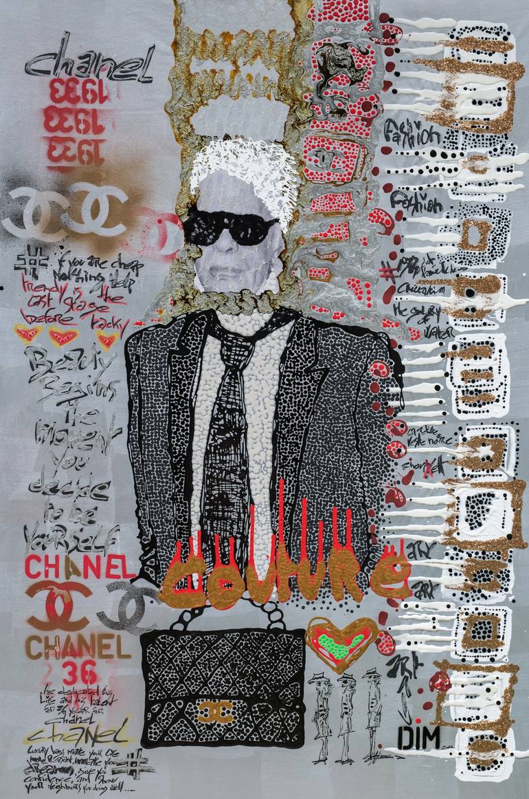 Couture, pop art painting of fashion designer Karl Lagerfeld ...