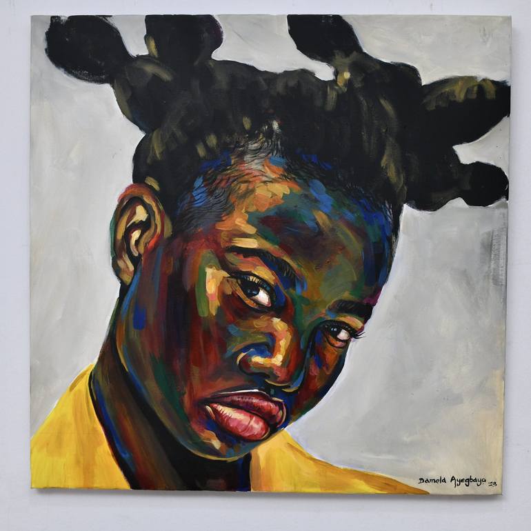 Original Contemporary Portrait Painting by Damola Ayegbayo