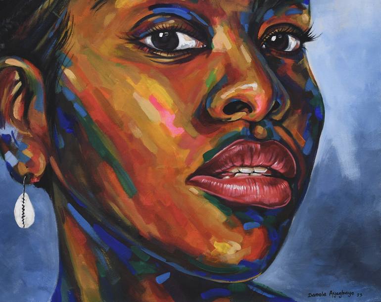 Original Contemporary Portrait Painting by Damola Ayegbayo