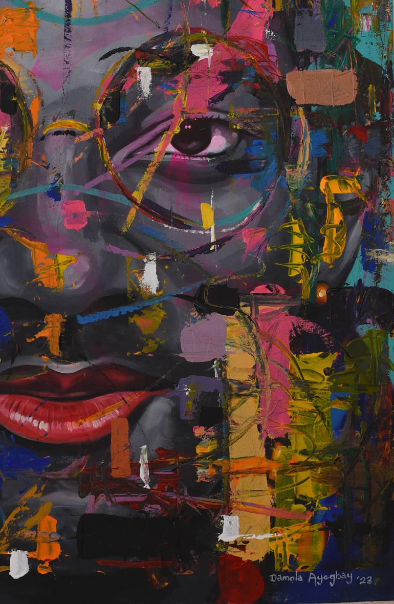 Original Abstract Expressionism People Painting by Damola Ayegbayo