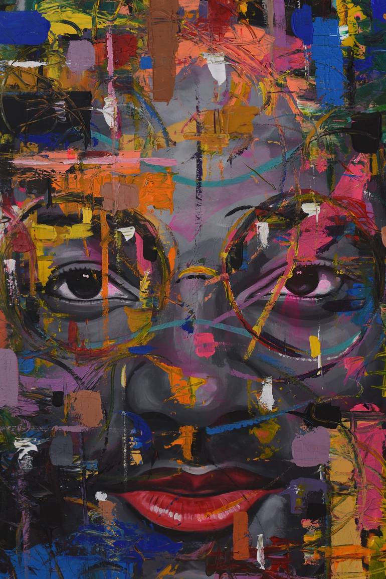 Original Abstract Expressionism People Painting by Damola Ayegbayo